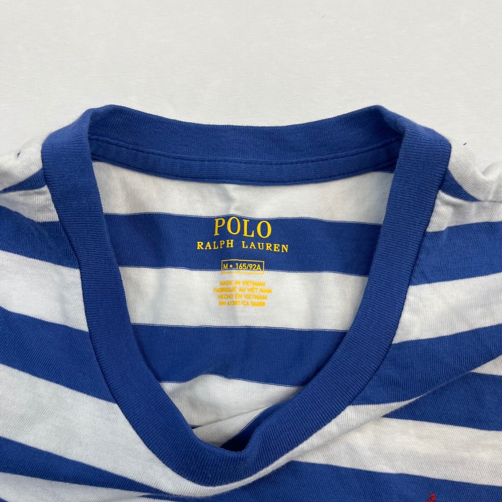 Polo Ralph Lauren T Shirt Womens Blue White Striped Pony Logo M Short Sleeve - Picture 5 of 7